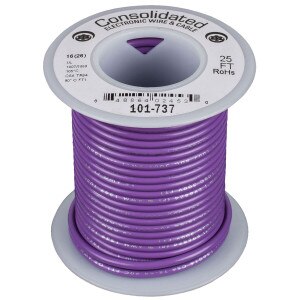 Consolidated Stranded 16 AWG Hook-Up Wire 25 ft. Violet UL Rated